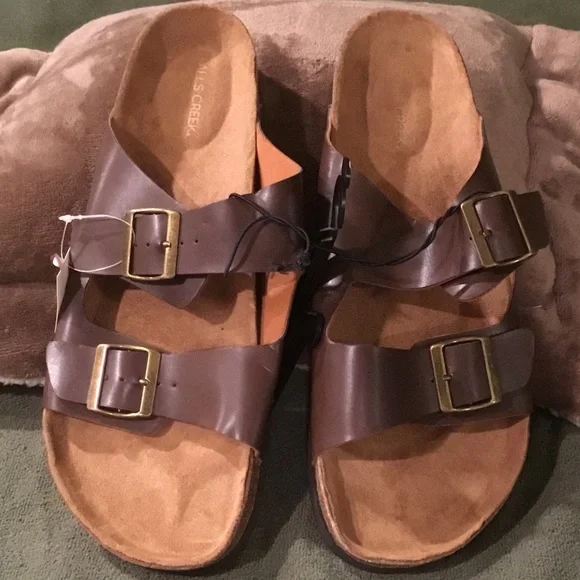 Falls Creek Mens Buckled James Sandal - Brown 13M - Picture 2 of 4